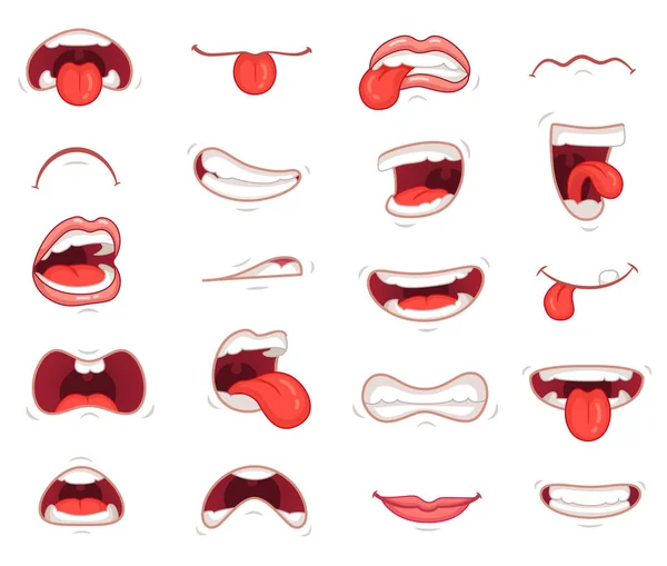 Funny mouths. Facial expressions, cartoon lips and tongues. Hand drawing  laughing show tongue, happy and sad mouth poses vector set Stock Vector by  ©tartila.stock.gmail.com 201199208